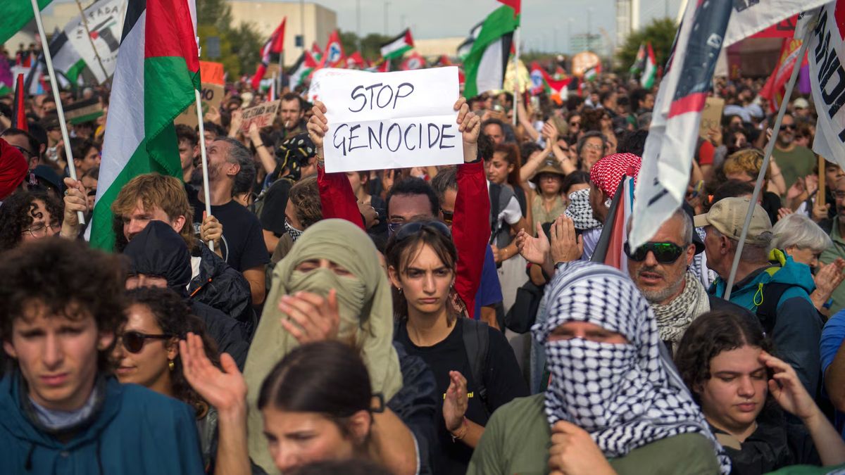paro general y marchas en todo el país contra la guerra en Gaza