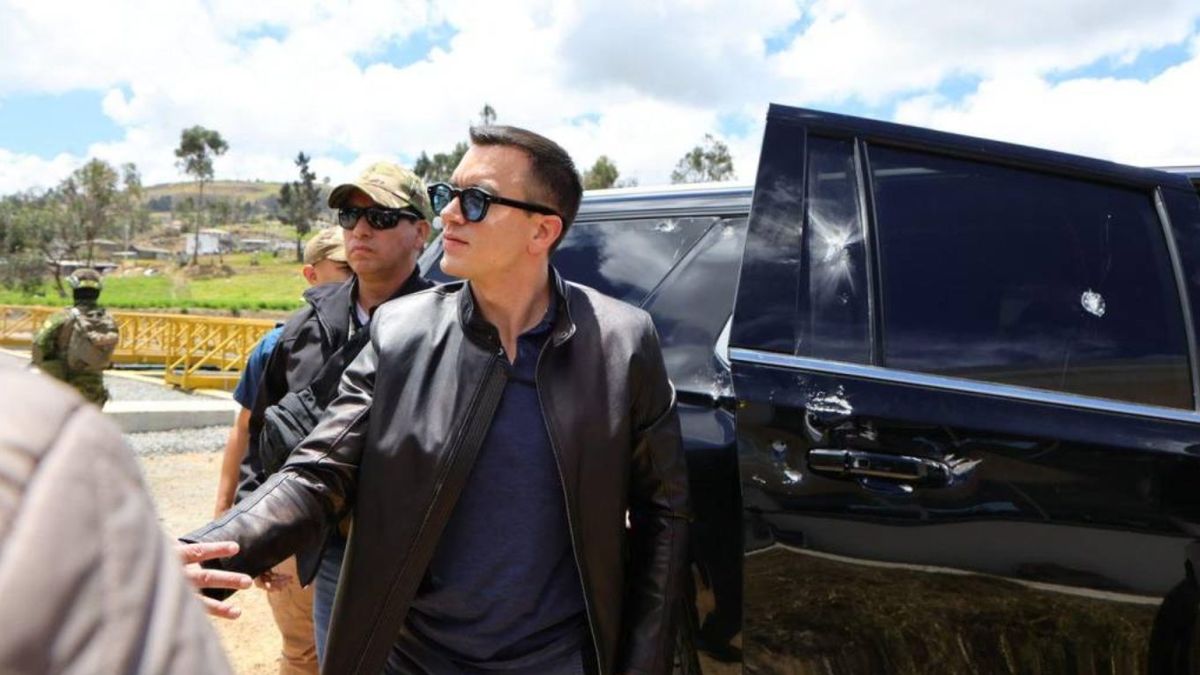 denuncian ataque a la caravana del presidente Daniel Noboa en medio de protestas