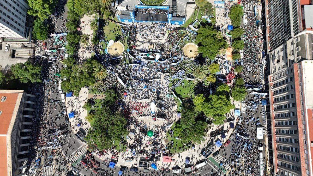 Así registró el drone de Ámbito la marcha de la CGT