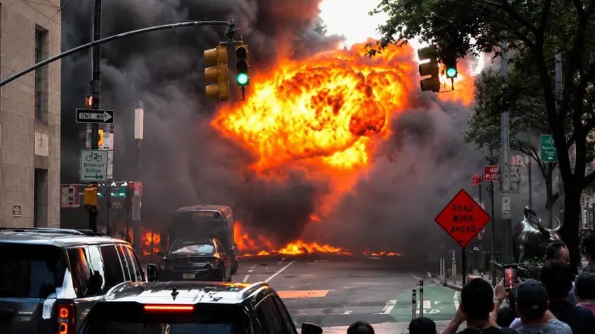 un auto se incendió y explotó en Manhattan
